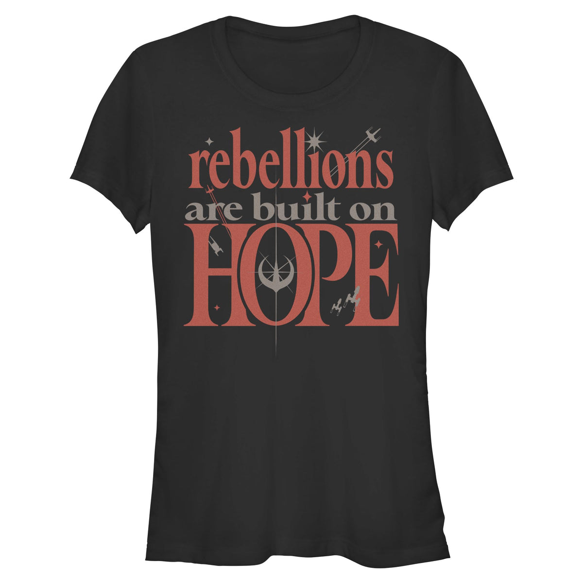 Junior's Star Wars Built On Hope Quote T-Shirt